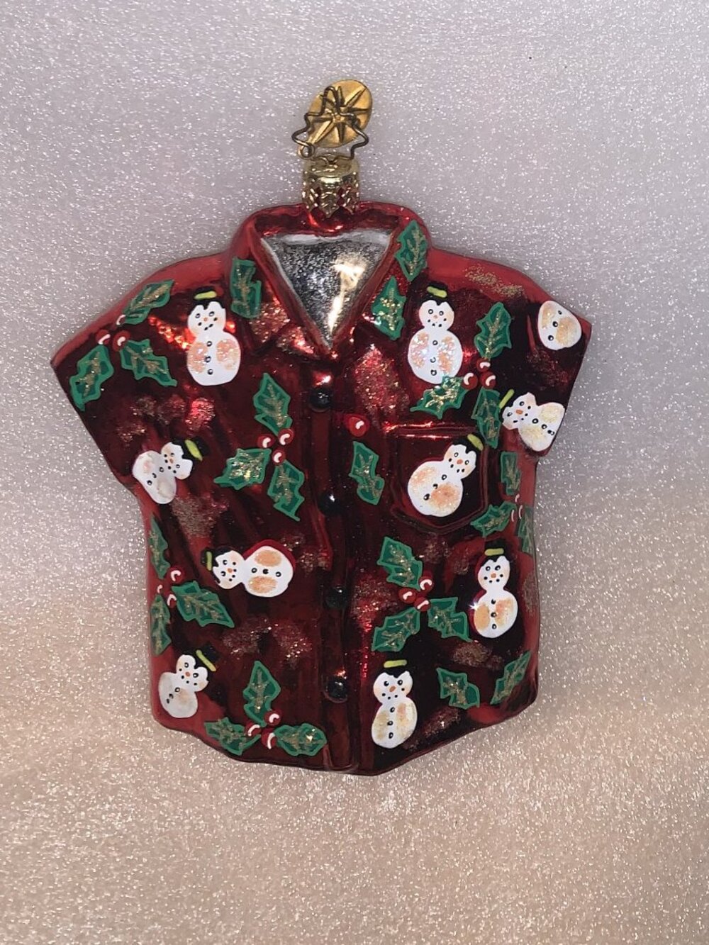 Christopher Radko Christmas Ornament Vintage Hawaiian Snowy Aloha Shirt Snowmen